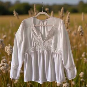 Daniel Rainn Lace White Blouse | Boho Romantic – Size L